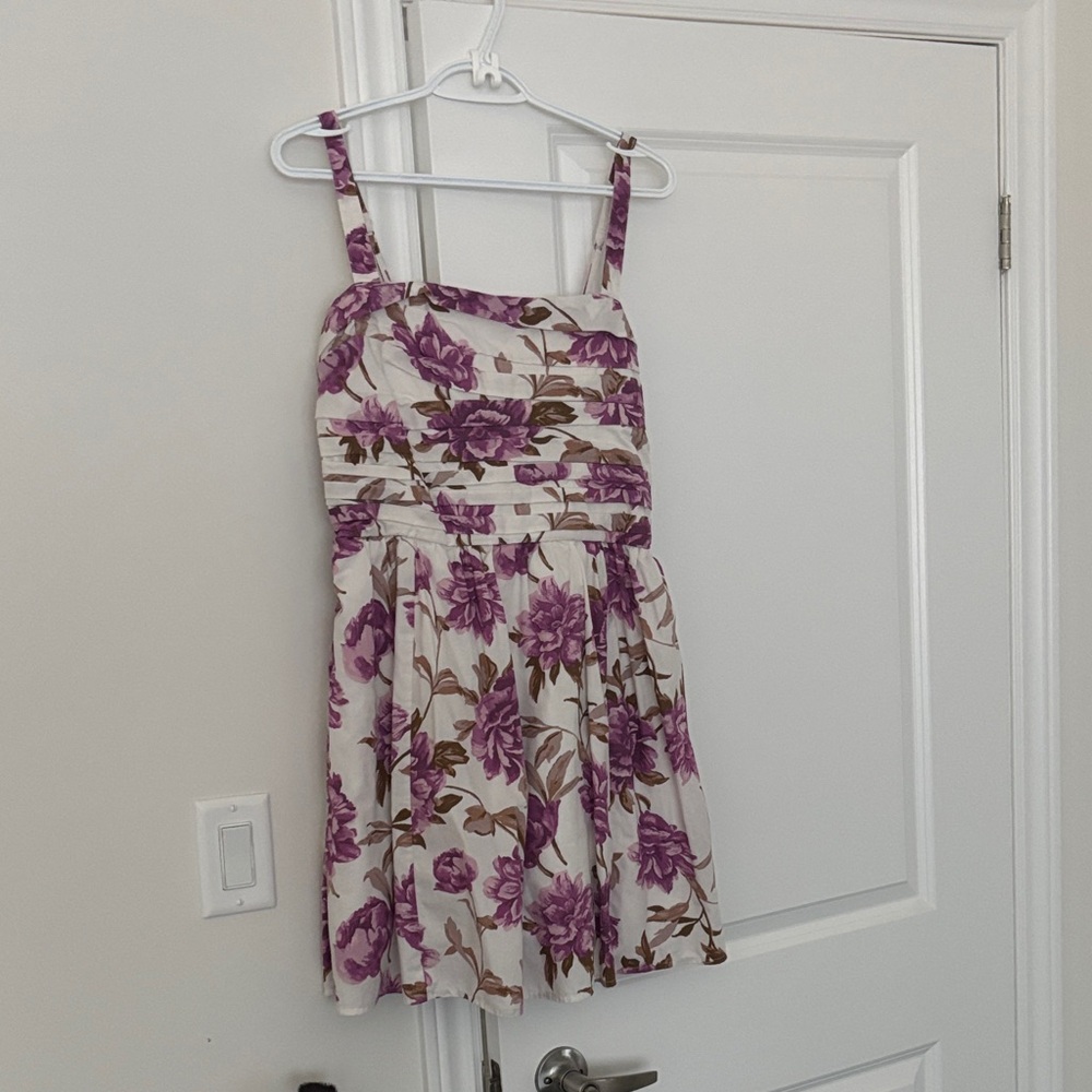 Abercrombie & Fitch White Mini Dress with Purple Floral Print